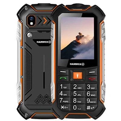 Imagen de Hammer H Boost LTE, Robusto, Mega batería de 3500 mAh, 2.4&quot;, Resistente al Agua (IP68), a Prueba Golpes, Linterna, Dual SIM, Bluetooth, teléfono Celular con Botones, Negro