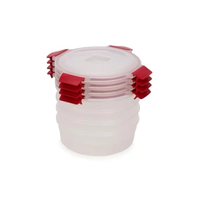Imagen de Joseph Nest Lock Juego de 4 Contenedores Redondos para Alimentos, Apilables, Tapas Herméticas a Prueba Fugas, Libre BPA, 1L