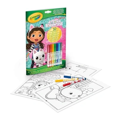 Imagen de CRAYOLA, Álbum Actividades y Colorear Casa de Muñecas Gabby, 32 Páginas para 7 Minirrotuladores Lavables, 04 7024G