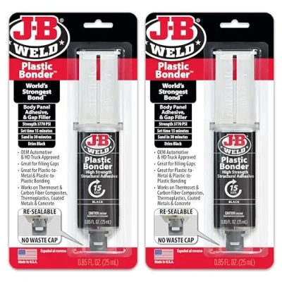 Imagen de J B Weld 50139 Adhesivo de plástico para panel unión y jeringa relleno huecos, se seca en negro, 25 ml (2)