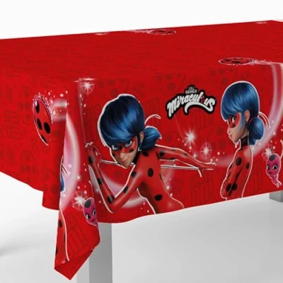 Imagen de BeenSmile, Mantel Miraculous, Personaje Ladybug, de Decoración Cumpleaños, Artículos para Fiestas Infantiles, Celebraciones y 1 Unidad, 120x180 CM,