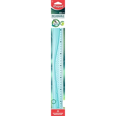 Imagen de Maped Regla Flexible de 40 cm, y Resistente, con Bordes Antimanchas, Color Transparente Aleatorio, Azul o Verde