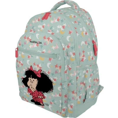 Imagen de Grafoplas Mochila Escolar Mafalda Pijama, Tres Compartimentos, 33x46x22,5cm, 30 Litros, Zona Acolchada para Portátil, Adaptable a Carrito, Perfecta el Cole