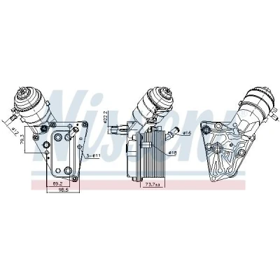 Imagen de NISSENS 91347 Radiador de aceite con alojamiento del filtro OPEL: Astra H GTC, Zafira B, Vectra C Berlina, SAAB: 9 3 Berlina