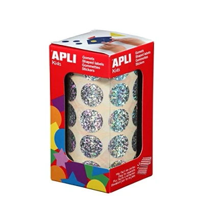 Imagen de APLI Kids 11634 Rollo de gomets redondos 20 mm, color holográfico