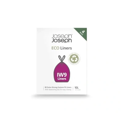 Imagen de Joseph Eco IW9 Bolsas de Basura Recicladas, para Cocina y Baño, Cinta Cierre, Extra Fuertes, Paquete 80, 10L, Gris