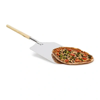 Imagen de Relaxdays Pala para Pizzas Cuadrada con Mango, 3 x 30.5 79 cm, 0.6 Kg, Madera y Metal, Aluminio, 30,5 cm