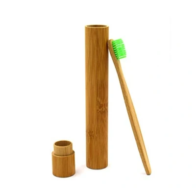 Imagen de Fdit Estuche para Cepillo de Dientes Portátil Ecológico Bambú Protector Viaje Portavasos Almacenamiento