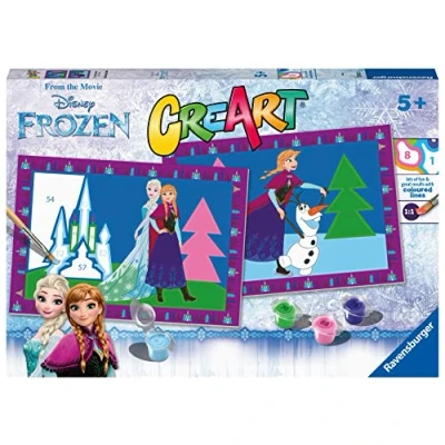 Imagen de Ravensburger CreArt Serie Junior: Frozen classic, Kit para Pintar por Números, Contiene dos Tablas Preimpresas, un Pincel, Colores, Juego Creativo Niños y Niñas 5+ Años