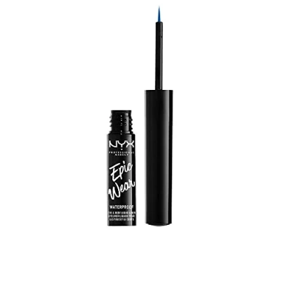 Imagen de NYX Professional Makeup Eyeliner Líquido Epic Wear Semi Permanente, Larga Duración, A Prueba de Agua, Perfecto para Ojos, Rostro y Cuerpo, Acabado Mate, Color: Sapphire