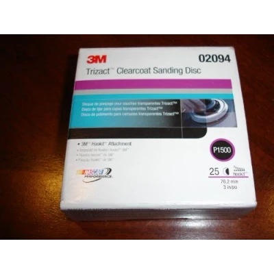 Imagen de 3M Trizact Hookit Disco abrasivo de lijado transparente 471LA, 02094, 3 pulgadas, P1500, 25 discos por caja
