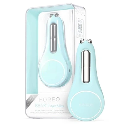 Imagen de FOREO BEAR 2 eyes &amp; lips, Dispositivo rejuvenecedor de microcorrientes, Lifting facial inmediato, Masajeador ojos, Tratamiento antiojeras, Arctic Blue