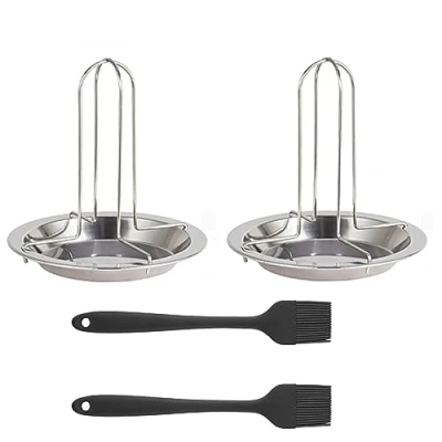 Imagen de 2 Piezas Asador de Pollos,Bandeja Barbacoa,Asador Giratorio Barbacoa,para Horno o Parrilla, Accesorios para Pollo.