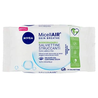 Imagen de NIVEA MicellAir® Skin Breathe Toallitas de limpieza para todo tipo maquillaje, 1 x 25 unidades, 100% natural
