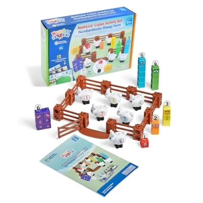 Imagen de Learning Resources HM96093UK Numberblocks Set Contando ovejas de Cubos MathLink, 3 6, Juguetes números, Juego Granja, Incluye 10 Actividades matemáticas, Multicolor (HM96093 UK)
