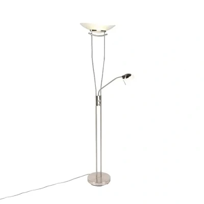 Imagen de QAZQA Uplighter moderno acero LED regulador LEXUS Vidrio/Acero Alargada Incluye Max. 1 x 18 Watt