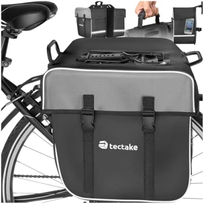 Imagen de TecTake 35l Alforjas para portaequipajes de Bicicleta con Bolsas Laterales Multiusos