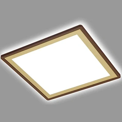 Imagen de BRILONER lámpara de techo LED con efecto retroiluminado, delgada, ultraplana, luz blanca neutra, 293x293x28 mm, oro marrón