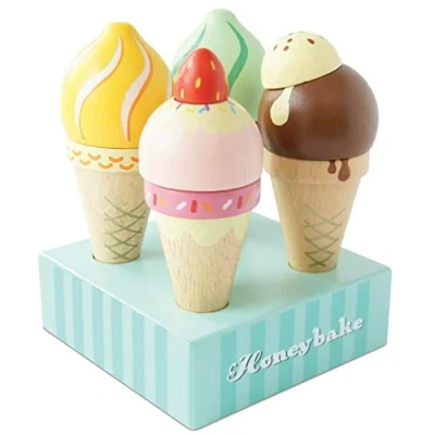 Imagen de Le Toy Van Educational Wooden Honeybake Ice Creams Pretend Play Kids Playset, 6 Pieces Great Gifts for A Boy Or Girl Best 2, 3, 4 and 5 Year Olds