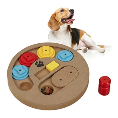 Imagen de Relaxdays Juguete Inteligencia Perro, Juego Estimulación Olfativa Mascota, Oculta Premios, MDF, 5,5x22,5cm, Multicolor, Tablero de Fibras, 5,5 x 22,5 cm