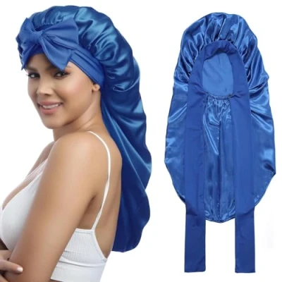 Imagen de Coubeau Gorro Largo de Seda Satinada para Dormir Mujer Pelo la Noche y Rizado