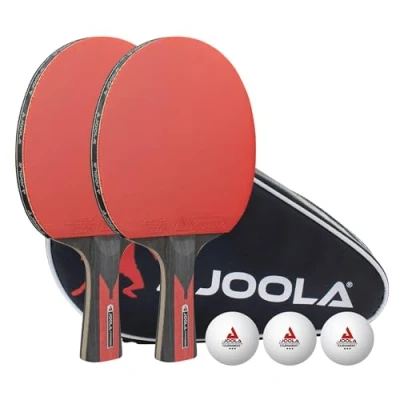Imagen de JOOLA Set de Ping Pong Carbon Duo 2 Palas Tenis Mesa + 3 Pelotas Bolsa, Rojo/Negro, 6 Piezas