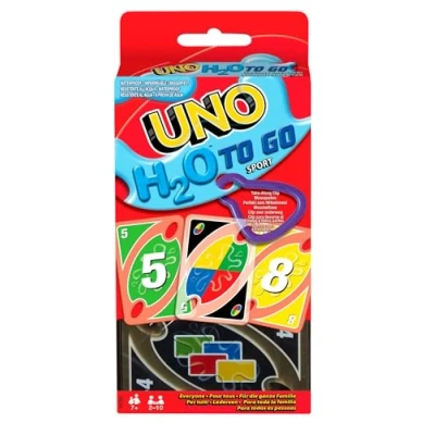 Imagen de Mattel Games UNO H20 To Go, Juego de Cartas Resistentes al Agua, para niños +7 años y Adultos, Ideal Playa, Nieve Viajes, P1703