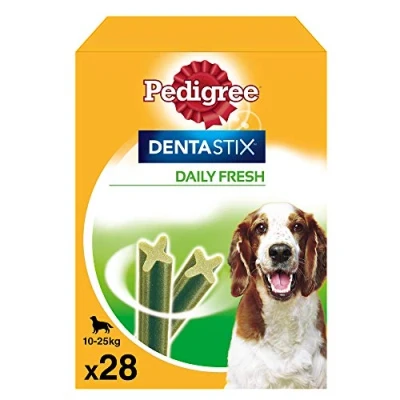 Imagen de Pedigree Pack de Dentastix Fresh uso Diario para la Limpieza Dental y Contra el Mal Aliento Perros Medianos (28ud)