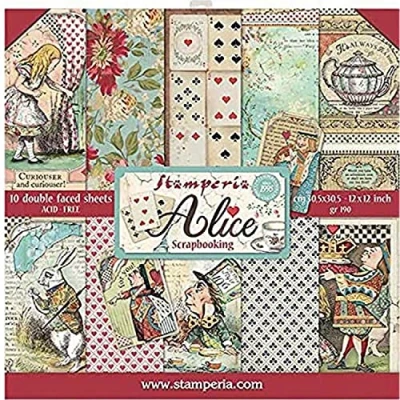 Imagen de STAMPERIA Pad Kit de Scrapbooking Alice 30x30cm, Multicolor, 30.5 x (12&quot; 12&quot;)
