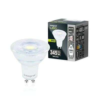 Imagen de Integral Bombilla LED 10 PACK Vidrio GU10 Blanco Frío 4000K, 400LM, 3,6W (equivalente a 50W) no regulable Eficiencia energética e ideal para focos y luces empotradas en baños, cocinas, salones