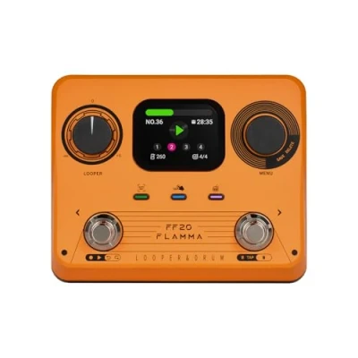 Imagen de FLAMMA FF20 Looper estéreo con doble pedal, 300 min de grabación, caja ritmos 220 patrones, 100 memorias, time stretch, auto USB y salida auriculares para guitarra/bajo