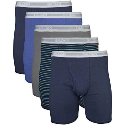 Imagen de Gildan. Calzoncillos tipo bóxer de pierna regular para hombre azul Small