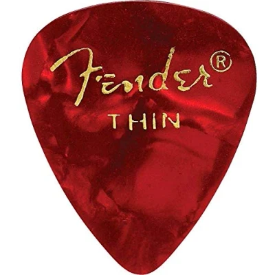 Imagen de Pack 12 púas Fender 351 Premium Celluloid 098 0351 709 Red Moto Thin