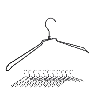 Imagen de Relaxdays Kit Perchas Anchas Colgar Camisas, Blusas, Chaquetas, Estilo Industrial, Metal, 21,5 x 45 4 cm, Negro, Hierro, 12 Stück