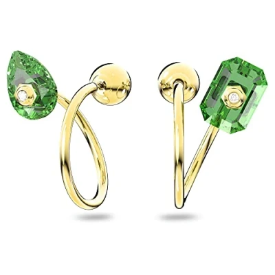 Imagen de Swarovski Pendientes Numina para Mujer, de Talla Pera y Octagonal, con Baño Tono Oro, Cristales Verdes, Colección