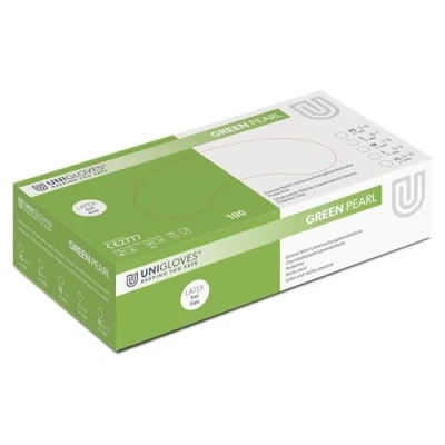 Imagen de Unigloves Lime Pearl Guantes de examen nitrilo, Multiuso, Sin polvo y látex, desechables, Caja 100 guantes, Lime, Talla M (GP3503)