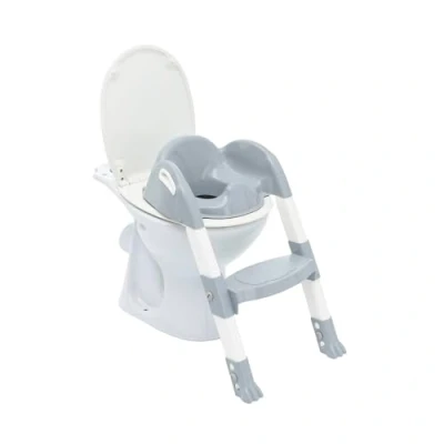 Imagen de THERMOBABY Reductor de inodoro para niño Kiddyloo Ingenioso, divertido &amp; Higiénico Pies ajustables Peldaños antideslizantes Plegable compacto A partir 18 meses Made In France Gris