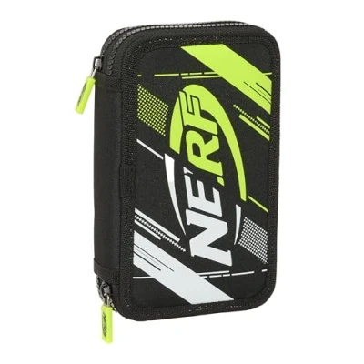 Imagen de Safta NERF Get Ready Estuche Escolar Niño, con Colores, 28 Útiles Incluidos, Ideal para Niños de 5 a 14 Años, Cómodo y Versátil, Calidad Resistencia, 12.5x4x19.5 cm, Color Negro