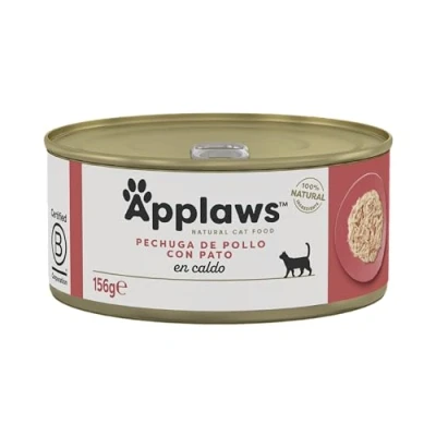 Imagen de Applaws Comida húmeda 100% Natural para Gatos, pezuñas de Pollo con Pato, 24 latas 156 g