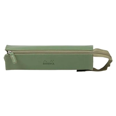 Imagen de Clairefontaine ES RHODIA 319031C Estuche de plumier Rhodiarama Salvia 23 x 5 cm Apertura plana para uso como plumero piel sintética Almacenamiento bolígrafos, lápices y rotuladores