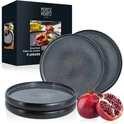 Imagen de Moritz &amp; 4x Vajillas Completas 21,5 cm Juego de Platos para 4 Personas gres como Plato postre, tarta, desayuno Vajilla Completa Servir