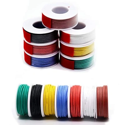 Imagen de 0.08mm² Cable eléctrico de silicona 28awg 7 colores(cada color 13 metros) cables conexión cobre estañado trenzado sin oxígeno Resistencia a altas temperaturas