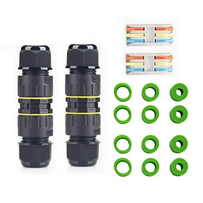 Imagen de YIXISI 2 Piezas Caja de Conectores Impermeables, 3 Polos IP68 Conector Cable, Cajas Empalmes Exterior con Conveniente, para Cable Ø 5 14 mm (Negro)