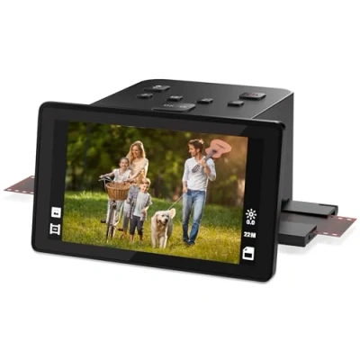 Imagen de escáner digital de películas y diapositivas con gran pantalla LCD 5 pulgadas, negativo para digitalizar, convierte 135, 126 KPK, 110 negativos película Super 8 a