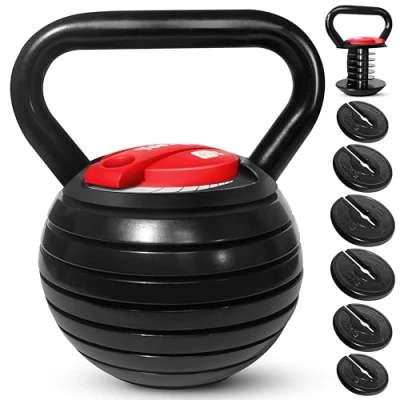 Imagen de Yes4All JX7N 18 kg Kettlebell Ajustable, Campana de Hierro Fundido, Set Pesas Kettlebells