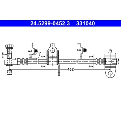 Imagen de ATE 24.5299 0452.3 Latiguillos de Freno 452 M12x1 FORD: Transit Mk5 Furgón