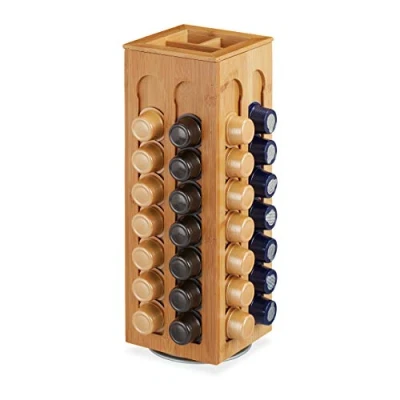 Imagen de relaxdays Soporte para cápsulas de Cafissimo, Giratorio, Accesorio cafetera, Bambú, 40,5 x 14 cm, 1 Ud, Marrón