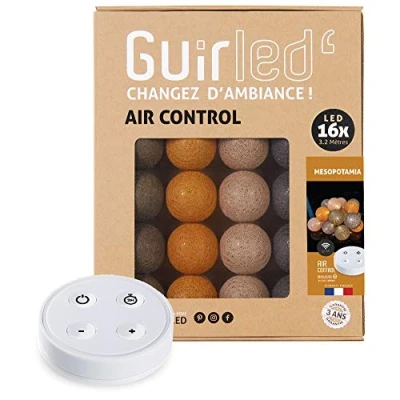Imagen de GuirLED Guirnalda luminosa bolas de algodón LED USB Mando a distancia inalámbrico Luz nocturna bebé 2h Adaptador red doble 2A incluido 4 intensidades 16 1,6 m Mesopotamia