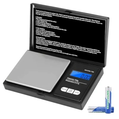 Imagen de Vinabo Bascula Precision 700g / 0.01g, Tanas de Gramos,Peso Gramos Cocina,Balanza Peso Micras y Multifuncional Función Tara, para Ingredientes, Cocina, Joyería, Negro,(2 pilas incluidas)