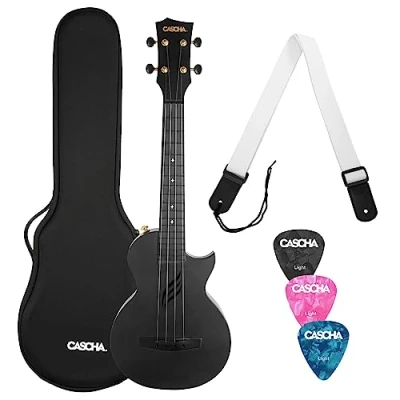 Imagen de Cascha Juego con ukelele para concierto de fibra carbono, kit principiantes